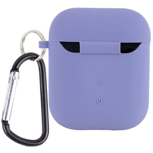 Силиконовый футляр с микрофиброй для наушников Airpods 1/2 — Серый — фото 2