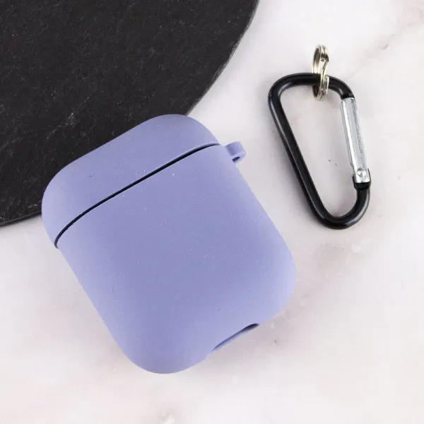 Силиконовый футляр с микрофиброй для наушников Airpods 1/2 — Серый — фото 3