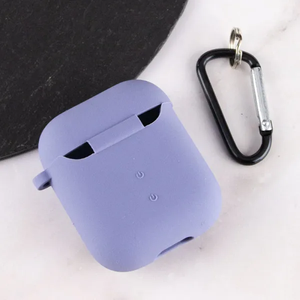 Силиконовый футляр с микрофиброй для наушников Airpods 1/2 — Серый — фото 4