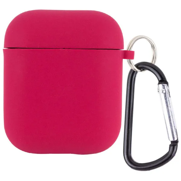 Силиконовый футляр с микрофиброй для наушников Airpods 1/2 — Красный — фото 1