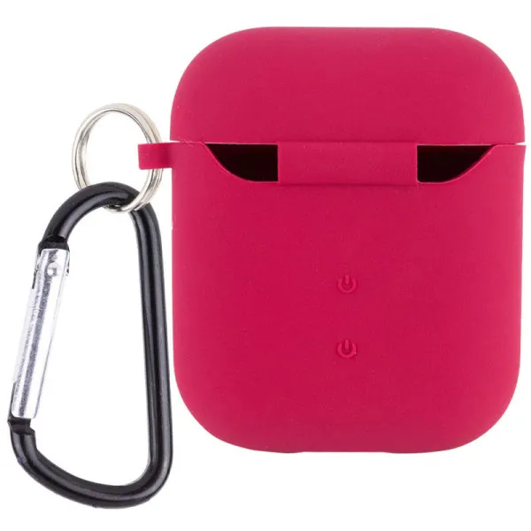 Силиконовый футляр с микрофиброй для наушников Airpods 1/2 — Красный — фото 2