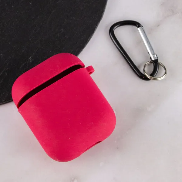 Силиконовый футляр с микрофиброй для наушников Airpods 1/2 — Красный — фото 3