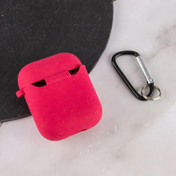 Силиконовый футляр с микрофиброй для наушников Airpods 1/2 — Красный — фото 5