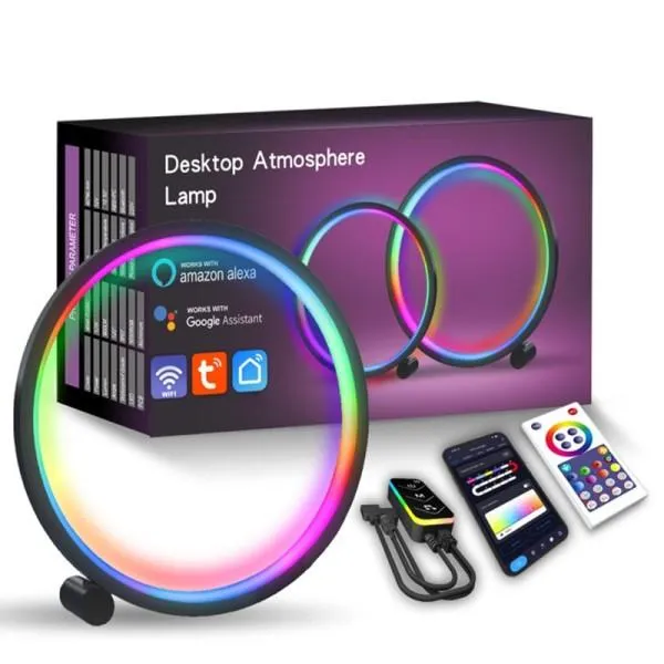 Настольная LED лампа RGB Intelligent circular atmosphere light Bluetooth USB with app — Черный — фото 1 Настольная LED лампа RGB Intelligent circular atmosphere light Bluetooth USB with app — Черный — фото 1