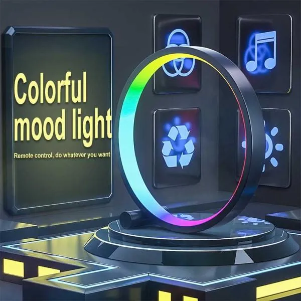 Настольная LED лампа RGB Intelligent circular atmosphere light Bluetooth USB with app — Черный — фото 2 Настольная LED лампа RGB Intelligent circular atmosphere light Bluetooth USB with app — Черный — фото 2