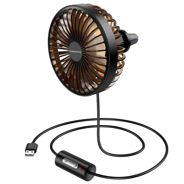 Вентилятор автомобільний Borofone DBF11 three speed (USB-A) — Чорний — фото 1