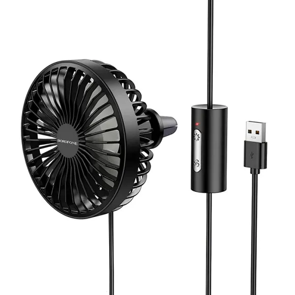 Вентилятор автомобільний Borofone DBF11 three speed (USB-A) — Чорний — фото 2