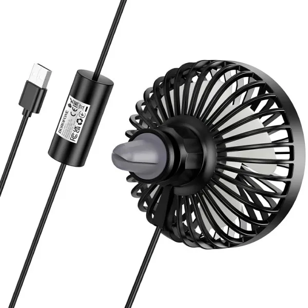 Вентилятор автомобільний Borofone DBF11 three speed (USB-A) — Чорний — фото 3