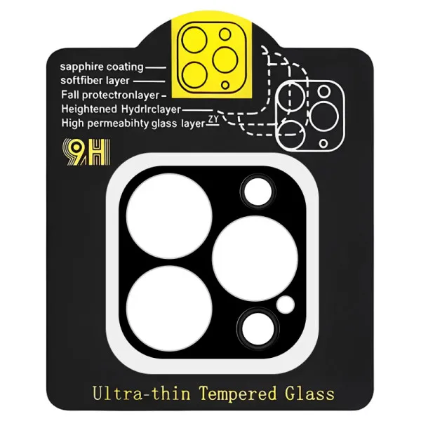 Захисне скло на камеру Full Block (тех.пак) для Apple iPhone 13 Pro (6.1") / 13 Pro Max (6.7") — Чорний