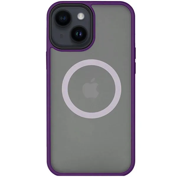 TPU+PC чехол Metal Buttons with Magnetic Fit для Apple iPhone 13 / 14 (6.1") — Темно-Фиолетовый