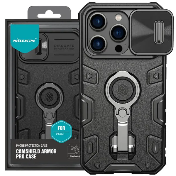 TPU+PC чохол Nillkin CamShield Armor Pro no logo (шторка на камеру) для Apple iPhone 14 Pro (6.1") — Чорний — фото 1 TPU+PC чохол Nillkin CamShield Armor Pro no logo (шторка на камеру) для Apple iPhone 14 Pro (6.1") — Чорний — фото 1