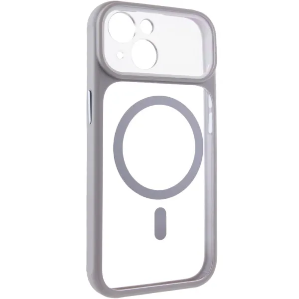 Чехол TPU+PC GETMAN Moon Clear with Magnetic Fit для Apple iPhone 14 (6.1") — Серый — фото 1 Чехол TPU+PC GETMAN Moon Clear with Magnetic Fit для Apple iPhone 14 (6.1") — Серый — фото 1