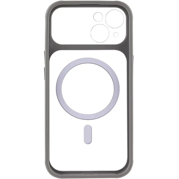 Чехол TPU+PC GETMAN Moon Clear with Magnetic Fit для Apple iPhone 14 (6.1") — Серый — фото 3 Чехол TPU+PC GETMAN Moon Clear with Magnetic Fit для Apple iPhone 14 (6.1") — Серый — фото 3