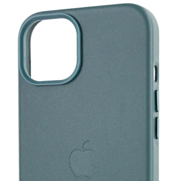 Кожаный чехол Leather Case (AA Plus) with Magnetic Fit для Apple iPhone 14 (6.1") — Сосновый зеленый — фото 5 Кожаный чехол Leather Case (AA Plus) with Magnetic Fit для Apple iPhone 14 (6.1") — Сосновый зеленый — фото 5