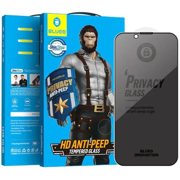 Защитное 2.5D стекло Blueo Full Cover Anti-Peep для Apple iPhone 15 Plus / 16 Plus (6.7") — Черный — фото 1 Защитное 2.5D стекло Blueo Full Cover Anti-Peep для Apple iPhone 15 Plus / 16 Plus (6.7") — Черный — фото 1