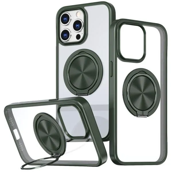 TPU+PC чохол Metal Ring with Magnetic Fit для Apple iPhone 15 Pro Max (6.7") — Зелений TPU+PC чохол Metal Ring with Magnetic Fit для Apple iPhone 15 Pro Max (6.7") — Зелений
