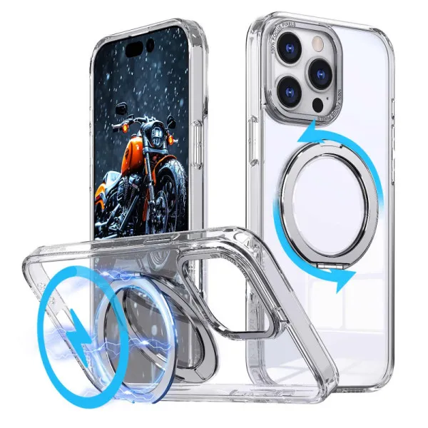 Чехол TPU+PC Empire with Magnetic Fit and Ring для Apple iPhone 15 Pro Max (6.7") — Прозрачный — фото 2 Чехол TPU+PC Empire with Magnetic Fit and Ring для Apple iPhone 15 Pro Max (6.7") — Прозрачный — фото 2