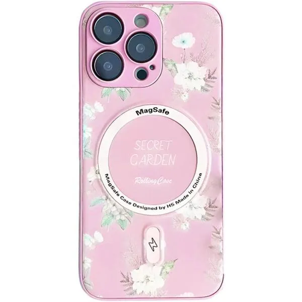 TPU+PC чехол Secret Garden with Magnetic Fit для Apple iPhone 15 Pro (6.1") — Розовый TPU+PC чехол Secret Garden with Magnetic Fit для Apple iPhone 15 Pro (6.1") — Розовый