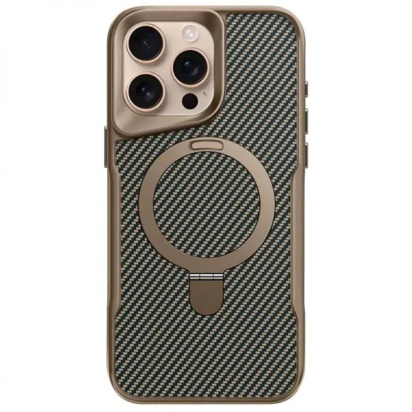 TPU+PC чохол Metal Buttons with Magnetic Fit Carbon Ring для Apple iPhone 15 Pro (6.1") — Золотий — фото 1 TPU+PC чохол Metal Buttons with Magnetic Fit Carbon Ring для Apple iPhone 15 Pro (6.1") — Золотий — фото 1