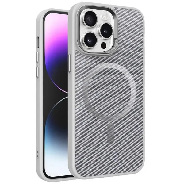 Чохол TPU+PC Carbon Mirage with Magnetic Fit для Apple iPhone 15 Pro (6.1") — Сірий — фото 1 Чохол TPU+PC Carbon Mirage with Magnetic Fit для Apple iPhone 15 Pro (6.1") — Сірий — фото 1