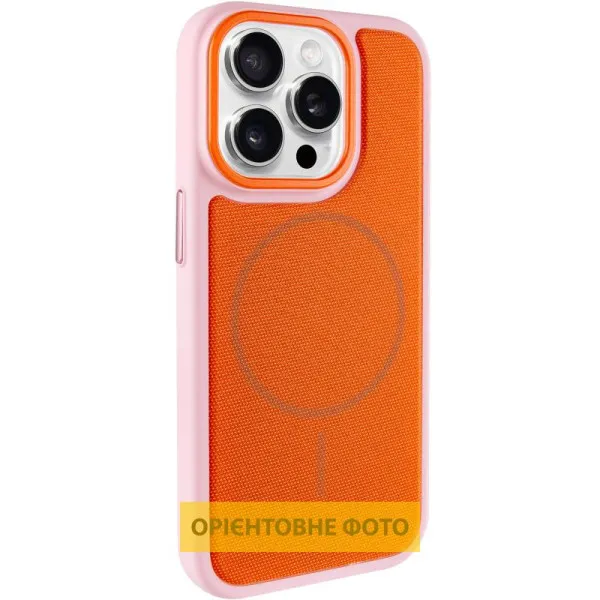 Чехол PC Textile Hybrid with Magnetic Fit для Apple iPhone 15 Pro (6.1") — Розовый — фото 3 Чехол PC Textile Hybrid with Magnetic Fit для Apple iPhone 15 Pro (6.1") — Розовый — фото 3