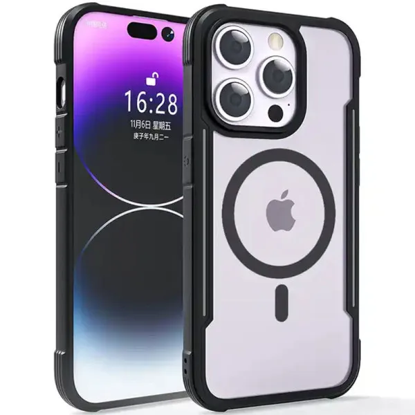 TPU+PC чехол Defense Clear with Magnetic Fit для Apple iPhone 15 Pro (6.1") — Черный — фото 1 TPU+PC чехол Defense Clear with Magnetic Fit для Apple iPhone 15 Pro (6.1") — Черный — фото 1