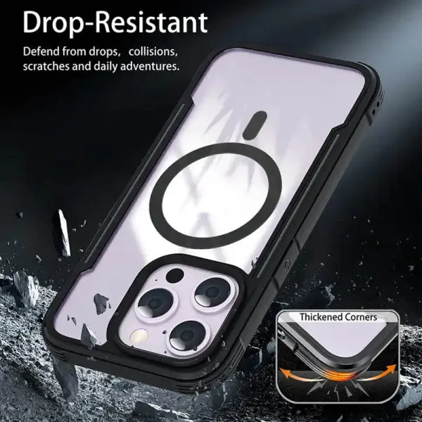 TPU+PC чехол Defense Clear with Magnetic Fit для Apple iPhone 15 Pro (6.1") — Черный — фото 3 TPU+PC чехол Defense Clear with Magnetic Fit для Apple iPhone 15 Pro (6.1") — Черный — фото 3