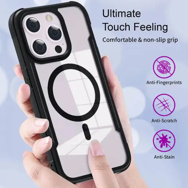 TPU+PC чехол Defense Clear with Magnetic Fit для Apple iPhone 15 Pro (6.1") — Черный — фото 5 TPU+PC чехол Defense Clear with Magnetic Fit для Apple iPhone 15 Pro (6.1") — Черный — фото 5