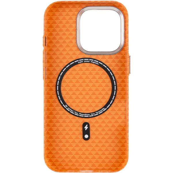 Чехол TPU+PC KVZV Triangular Pattern with Magnetic Fit для Apple iPhone 15 Pro (6.3") — Оранжевый — фото 1 Чехол TPU+PC KVZV Triangular Pattern with Magnetic Fit для Apple iPhone 15 Pro (6.3") — Оранжевый — фото 1