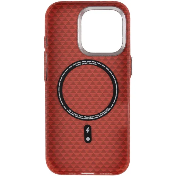 Чехол TPU+PC KVZV Triangular Pattern with Magnetic Fit для Apple iPhone 15 Pro (6.3") — Красный — фото 2 Чехол TPU+PC KVZV Triangular Pattern with Magnetic Fit для Apple iPhone 15 Pro (6.3") — Красный — фото 2