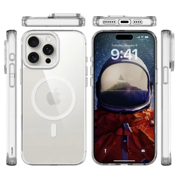 Чехол TPU Space Case Apex with Magnetic Fit для Apple iPhone 15 Pro (6.1") — Серебряный — фото 2 Чехол TPU Space Case Apex with Magnetic Fit для Apple iPhone 15 Pro (6.1") — Серебряный — фото 2