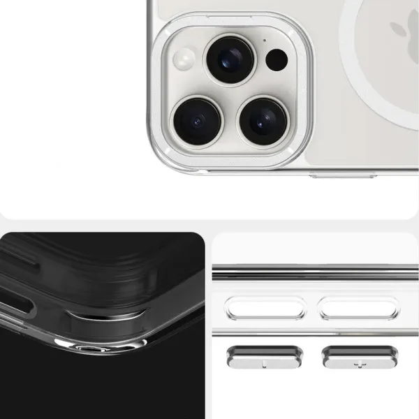 Чехол TPU Space Case Apex with Magnetic Fit для Apple iPhone 15 Pro (6.1") — Серебряный — фото 4 Чехол TPU Space Case Apex with Magnetic Fit для Apple iPhone 15 Pro (6.1") — Серебряный — фото 4