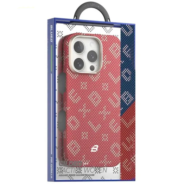 TPU+PC чохол Blueo Gilded Tactile Woven with Magnetic Fit для Apple iPhone 16 Pro Max (6.9") — Червоний — фото 3 TPU+PC чохол Blueo Gilded Tactile Woven with Magnetic Fit для Apple iPhone 16 Pro Max (6.9") — Червоний — фото 3