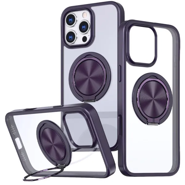 TPU+PC чехол Metal Ring with Magnetic Fit для Apple iPhone 16 Pro Max (6.9") — Темно-Фиолетовый TPU+PC чехол Metal Ring with Magnetic Fit для Apple iPhone 16 Pro Max (6.9") — Темно-Фиолетовый