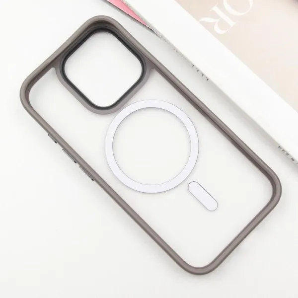 TPU+PC чохол Metal Buttons with Magnetic Fit для Apple iPhone 16 Pro Max (6.9") — Сірий — фото 3 TPU+PC чохол Metal Buttons with Magnetic Fit для Apple iPhone 16 Pro Max (6.9") — Сірий — фото 3