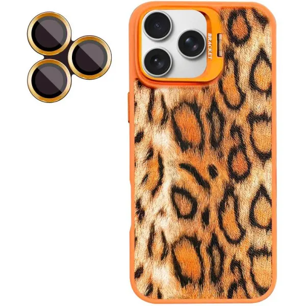 Чохол TPU+PC Wild Leopard with Magnetic Fit and Lens для Apple iPhone 16 Pro (6.3") — Помаранчевий — фото 3 Чохол TPU+PC Wild Leopard with Magnetic Fit and Lens для Apple iPhone 16 Pro (6.3") — Помаранчевий — фото 3