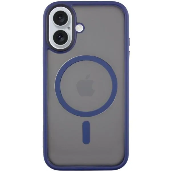 TPU+PC чохол Metal Buttons with Magnetic Fit для Apple iPhone 16 (6.1") — Синій — фото 1