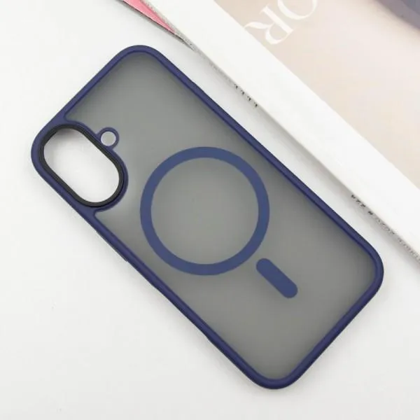 TPU+PC чохол Metal Buttons with Magnetic Fit для Apple iPhone 16 (6.1") — Синій — фото 2