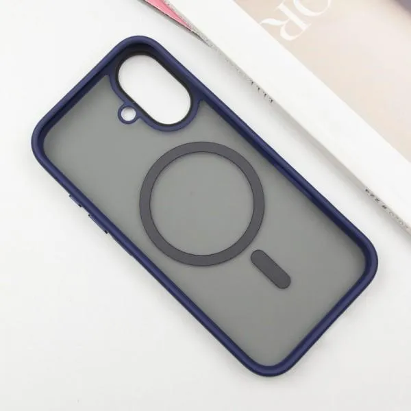 TPU+PC чохол Metal Buttons with Magnetic Fit для Apple iPhone 16 (6.1") — Синій — фото 3