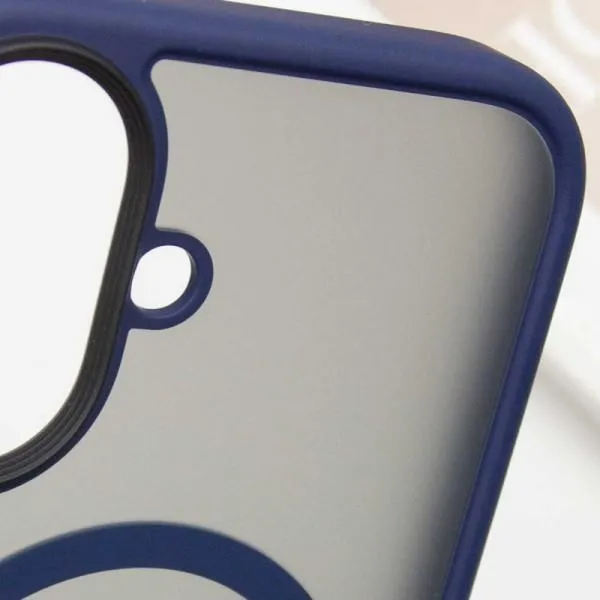 TPU+PC чохол Metal Buttons with Magnetic Fit для Apple iPhone 16 (6.1") — Синій — фото 4