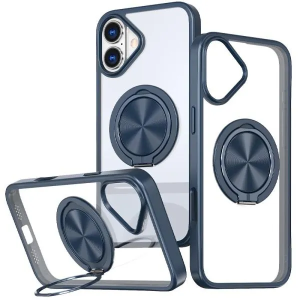 TPU+PC чохол Metal Ring with Magnetic Fit для Apple iPhone 16 (6.1") — Синій
