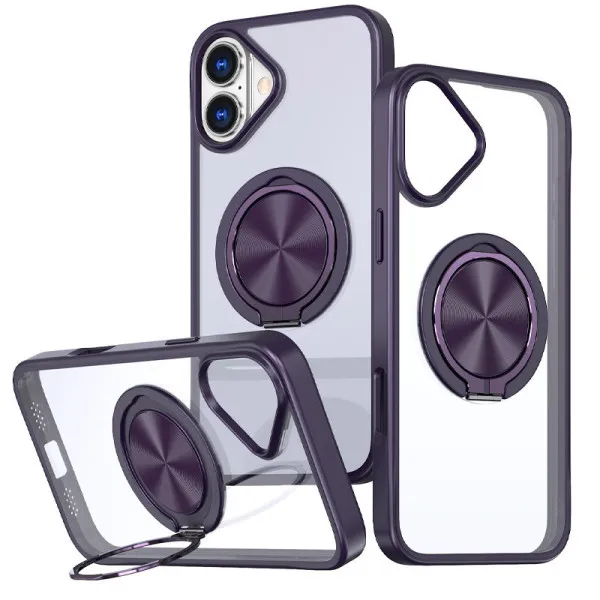 TPU+PC чехол Metal Ring with Magnetic Fit для Apple iPhone 16 (6.1") — Темно-Фиолетовый — фото 1 TPU+PC чехол Metal Ring with Magnetic Fit для Apple iPhone 16 (6.1") — Темно-Фиолетовый — фото 1