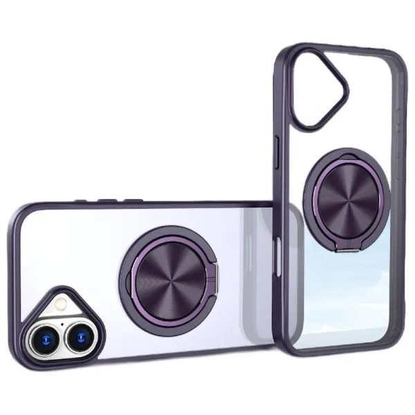 TPU+PC чехол Metal Ring with Magnetic Fit для Apple iPhone 16 (6.1") — Темно-Фиолетовый — фото 2 TPU+PC чехол Metal Ring with Magnetic Fit для Apple iPhone 16 (6.1") — Темно-Фиолетовый — фото 2