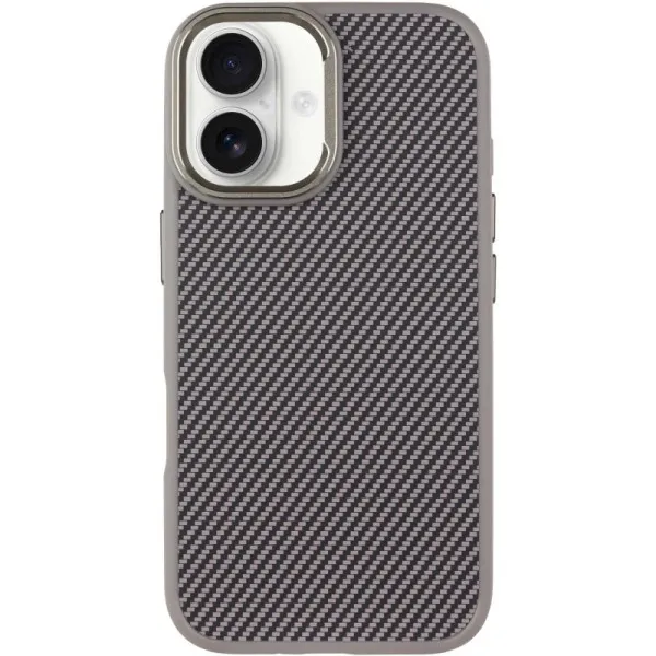 Чехол TPU+PC Carbon with Magnetic Fit для Apple iPhone 16 (6.1") — Серый — фото 1 Чехол TPU+PC Carbon with Magnetic Fit для Apple iPhone 16 (6.1") — Серый — фото 1