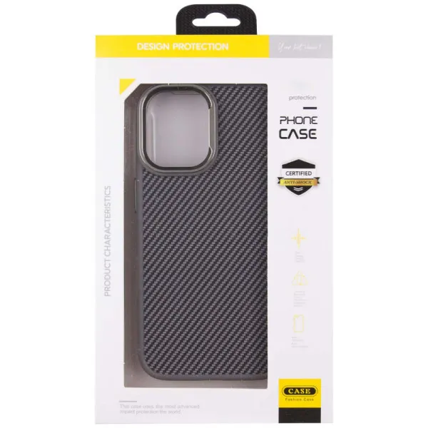 Чехол TPU+PC Carbon with Magnetic Fit для Apple iPhone 16 (6.1") — Серый — фото 5 Чехол TPU+PC Carbon with Magnetic Fit для Apple iPhone 16 (6.1") — Серый — фото 5