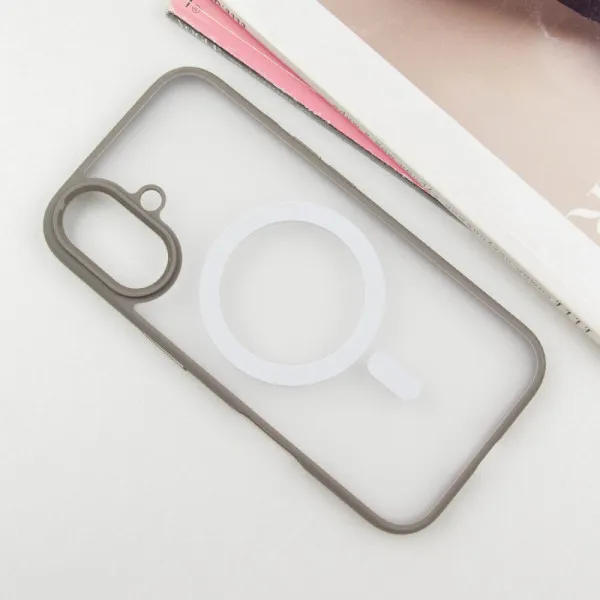 TPU+PC чохол Blueo Skin Friendly Frosted with Magnetic Fit для Apple iPhone 16 (6.1") — Сірий — фото 5