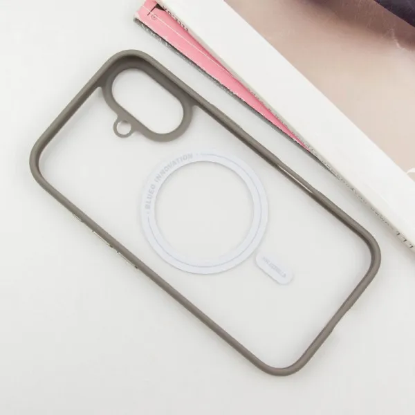 TPU+PC чохол Blueo Skin Friendly Frosted with Magnetic Fit для Apple iPhone 16 (6.1") — Сірий — фото 1