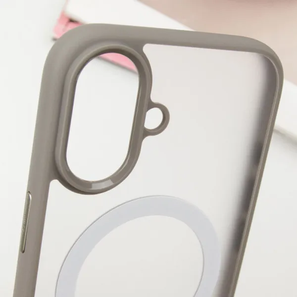 TPU+PC чохол Blueo Skin Friendly Frosted with Magnetic Fit для Apple iPhone 16 (6.1") — Сірий — фото 3
