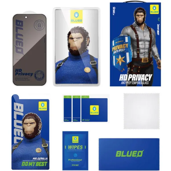 Защитное 2.5D стекло Blueo Full Cover Anti-Peep для Apple iPhone 17 Air (6.5") — Черный — фото 4