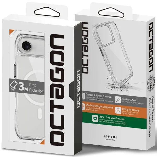 Чехол TPU Space Octagon with Magnetic Fit для Apple iPhone 17 Air (6.5") — Прозрачный — фото 5 Чехол TPU Space Octagon with Magnetic Fit для Apple iPhone 17 Air (6.5") — Прозрачный — фото 5